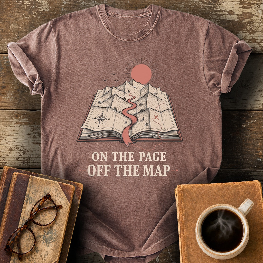 On the Page Off the Map Tee - espresso shirt mockup